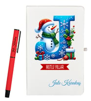 Arkadaşa Yeni Yıl Hediyesi Kişiye Özel Defter ve Roller Kalem Seti