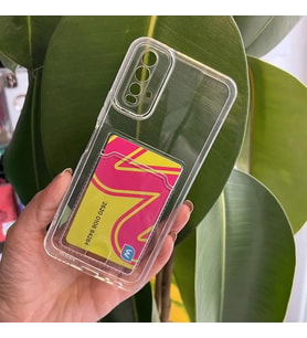 Xiaomi Redmi 9T Kılıf Kartlıklı Şeffaf Silikon Kılıf Şeffaf
