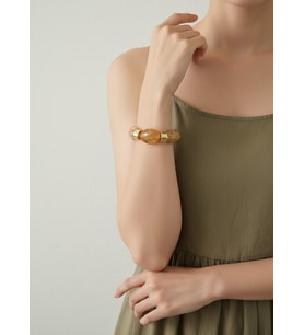 Valmont Accessories Kadın Gold Renk Kahverengi İri Kemik Taşlı Bileklik