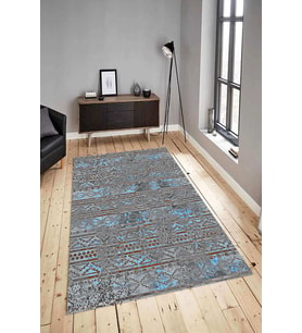 Dijital Baskılı Yıkanabilir Kaymaz Modern Renkli Salon Halısı Mutfak Halısı Yolluk ND-HY-1272 (Mavi)