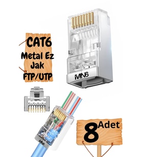 M117XF Cat6 jack/8 Adet-Metal EZ/Yeni Nesil rj45 cat6-8P/8C AÇIK UÇLU/Cat6 Konnektör