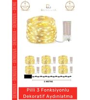 #LedLamba Peri Led Lamba 3 Fonksiyonlu 5 Metre Sarı Işık Dekoratif Yılbaşı Çam Ağacı Ev Süsleme