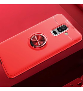 Samsung Galaxy A6 Plus 2018 Kılıf Yüzüklü Magnetli Ravel Case (Kırmızı)