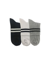 Unisex 3'lü Siyah-Beyaz-Gri Kısa Tenis Çorabı