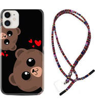 Apple iPhone 11 12 13 Mini Kılıf Boyun Asklı Rasta Silikon Love Animals 1780
