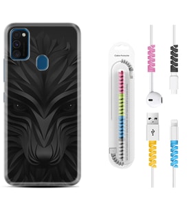 Samsung M21 M22 M23 M30 M31S M32 Kılıf Kablo Koruma Spiral Silikon Black Fox 1325