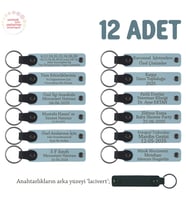 Gök Mavi, Sınıf Öğretmeninden Özel Mesajlı Karne Hatırası Anahtarlık 12’li Set, Minikler İçin (Gök Mavisi)