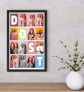 BK Gift Kişiye Özel Dost Temalı Dekoratif Ahşap Siyah Çerçeveli Tablo 40x25cm-1