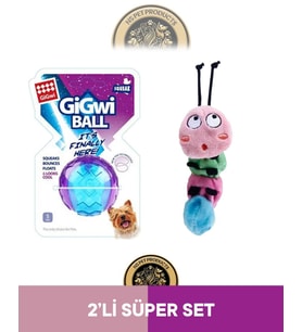 Gigwi Ball Sert Top 5 Cm Şeffaf-Catnipli Tırtıl Oyuncak 2'li Set