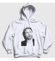 Presmono Unisex Beyaz Pose V2 Mads Mikkelsen Kapüşonlu Sweatshirt 555613tt