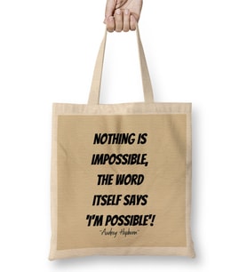 Audrey Hepburn Quote Bez Çanta Uzun Saplı
