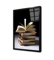 Kitap In Uçuşan Yaprakları Çerçeveli Cam Tablo