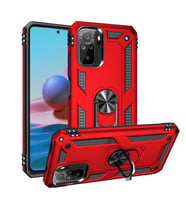 Xiaomi Redmi Note 10 Kılıf Metal Solid Yüzüklü Standlı Military Ring SRS (Kırmızı)