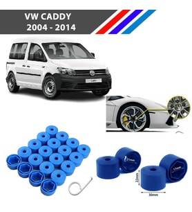 Otozet - VW Caddy Bijon Civata Kapağı Mavi Renk 20 Adetli Set 17mm 1K06011739B9