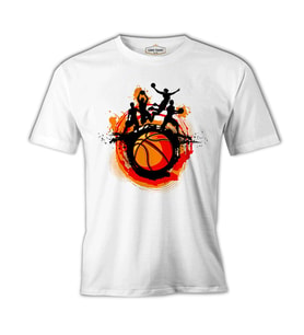 Basketbol - Sokak Topu Beyaz Erkek Tshirt