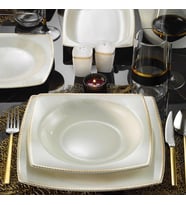 Kütahya Porselen Bone Mare 62 Parça 11372 Desenli Yemek Takımı (Krem)