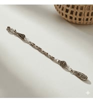 Kurşun Tasarım Gümüş Renk Kral Zincirli Tek Kamçılı Kararmaz Metal Püskül