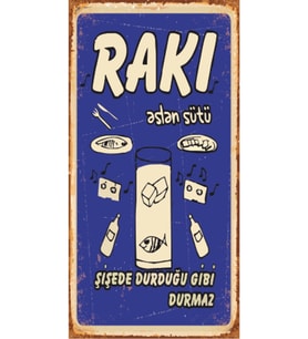 Rakı Aslan Sütü Retro Ahşap Poster Özel Koleksiyon Hbb