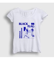Presmono Kadın Beyaz Nervous Breakdown Black Flag T-Shirt 476788tt