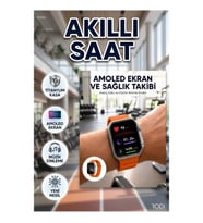 Titanyum Kasa Amoled Akıllı Saat 47mm GPS Müzik ve Sağlık Takipli Turuncu Kordon