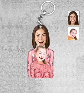 Kişiye Özel  Anne Kız Anahtarlık-6