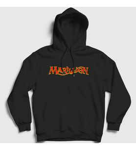 Presmono Unisex Siyah Logo Marillion Kapüşonlu Sweatshirt 162718tt