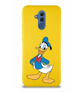 Huawei Mate 20 Lite Soft Premier Kapak Donald Duck-C Tasarımlı Silikon Kılıf - Sarı (Şeffaf)