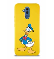 Huawei Mate 20 Lite Soft Premier Kapak Donald Duck-C Tasarımlı Silikon Kılıf - Sarı (Şeffaf)