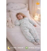 2.5 Tog Yorgan Gerektirmeyen Kalın Elyaf Dolgulu Çocuk Uyku Tulumu Pamuk Astarlı