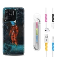 Xiaomi Redmi Note 7 8 9 Pro 10 2022 10 Pro 10S Kılıf Kablo Koruma Spiral Silikon Astronot Smoke 1769
