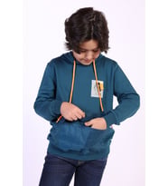Toontoy Erkek Çocuk Armalı Kapşonlu Sweatshirt (Petrol)