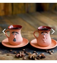 Toprak Kahve Fincanı Emoji İfadeli Özel EL Yapımı