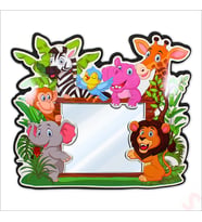 Safari Sevimli Hayvanlar Aynalı Duvar Stickerı, 33cm x 30cm (STD)