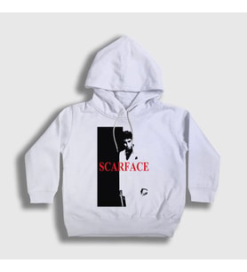 Presmono Unisex Çocuk Beyaz Cover Film Scarface Kapüşonlu Sweatshirt 250692tt
