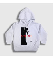 Presmono Unisex Çocuk Beyaz Cover Film Scarface Kapüşonlu Sweatshirt 250692tt