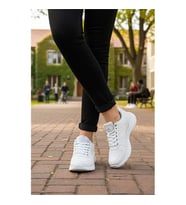 Ayakmod 020-Cilt G Siyah Hafif Esnek Unisex Spor Ayakkabı (Beyaz)