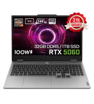 Lenovo LOQ 15AHP10 AMD Ryzen 7 250 32GB DDR5 1TB SSD RTX 5060 8GB 100W 15.6 inç Full HD 144Hz IPS FreeDos Gaming Laptop (83JG008UTRv2)