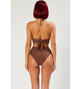 Kadın Bikini Takımı Aksesuarlı Bralette Balensiz Yüksek Bel Düz Desen Örme Kumaş Kolsuz Regular