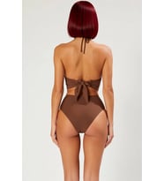 Kadın Bikini Takımı Aksesuarlı Bralette Balensiz Yüksek Bel Düz Desen Örme Kumaş Kolsuz Regular