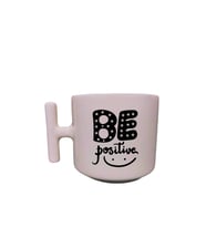 Be Positive Yazılı Krem Rengi T Saplı Eğlenceli Yazılı Özel Tasarım Baskılı Kupa Bardak Latte Bardak