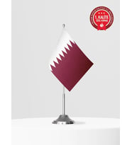 Katar Tekli Masa Bayrağı Set - Saten Kumaş 1. Kalite