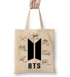 Bts ve imzalar 01 Bez Çanta Uzun Saplı