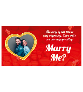 Fotoğraflı İngilizce Evlilik Teklifi Afişi Pankartı / Marry Me?