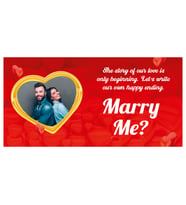 Fotoğraflı İngilizce Evlilik Teklifi Afişi Pankartı / Marry Me?