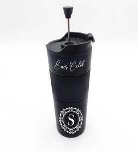 Kişiye Özel French Press Özellikli 450ml Çelik Termos