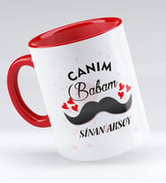 BK Gift Kişiye Özel Canım Babam Tasarımlı Kırmızı Kupa Bardak - Model 2