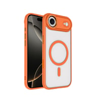 iPhone 17 Air Kılıf Wireless Şarj Özellikli Krom M-safe Silikon Kılıf (Turuncu)