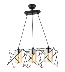 AVONNI AV-65076-3Y-BSY Siyah Boyalı Modern Avize E27 Metal Cam 60x20cm