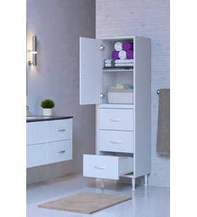 Eliusta Alia Çok Kullanışlı Dolap G:40 cm Üst Bölme Kapaklı Alt Bölme Çekmeceli 40x138x32,5 cm Modüler Dolap (Beyaz)