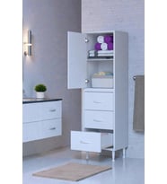 Eliusta Alia Çok Kullanışlı Dolap G:40 cm Üst Bölme Kapaklı Alt Bölme Çekmeceli 40x138x32,5 cm Modüler Dolap (Beyaz)